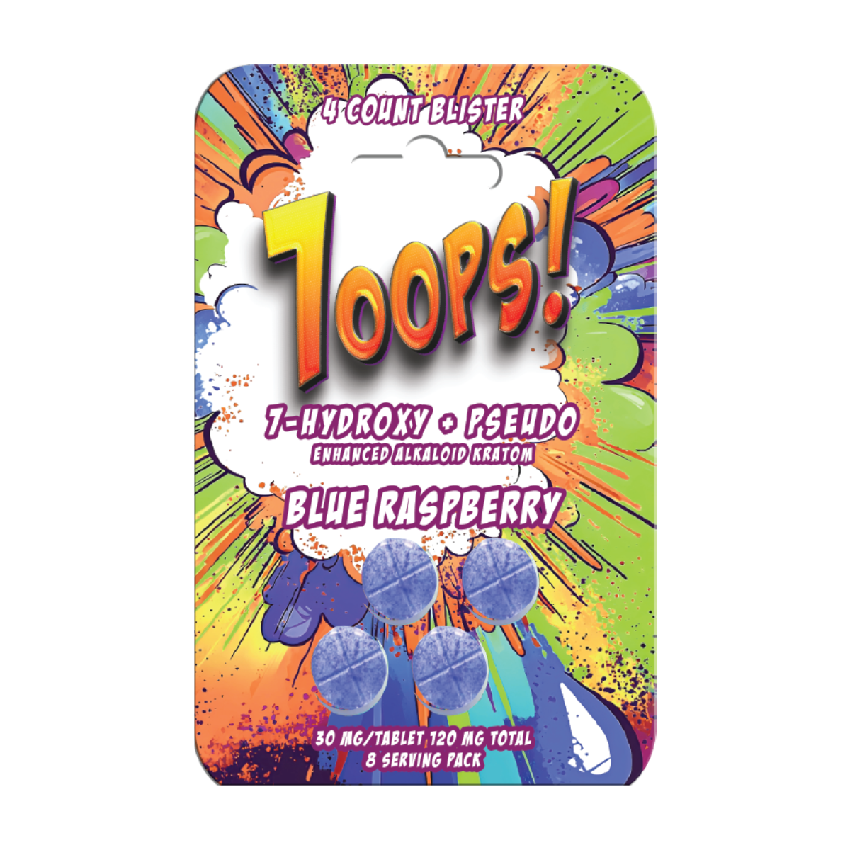 7-HYDROXY + PSEUDO | 30MG PER TAB-BLUE RASBERRY