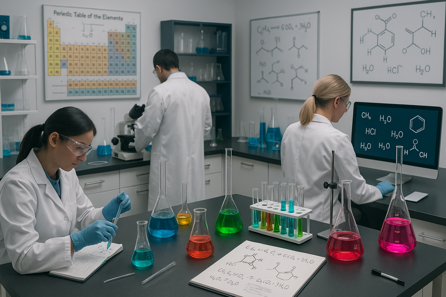 实验室做实验，带有化学符号和大麻，不要露脸